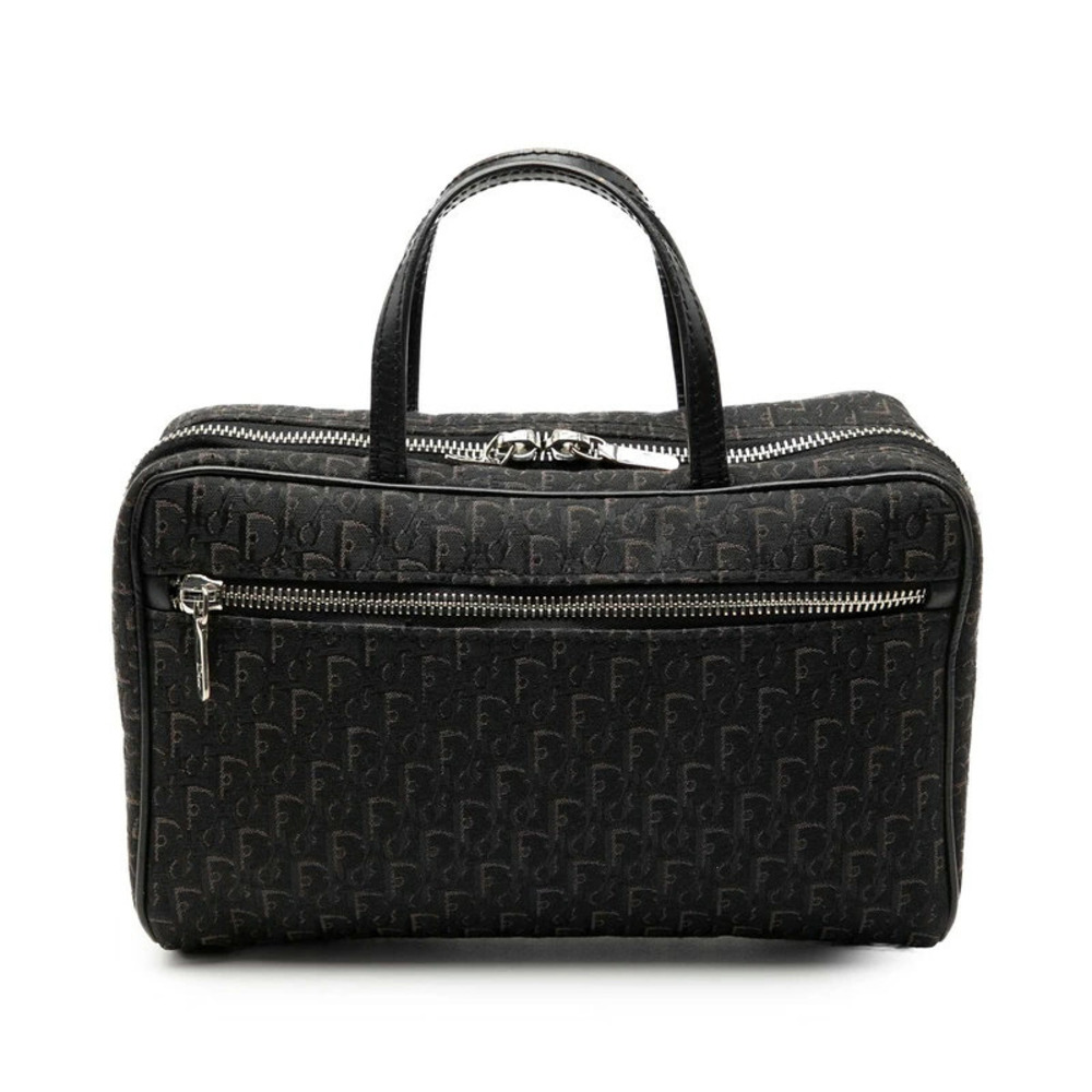 Dior Trotter Handbag Cosmetic Clutch Black Canvas Leather